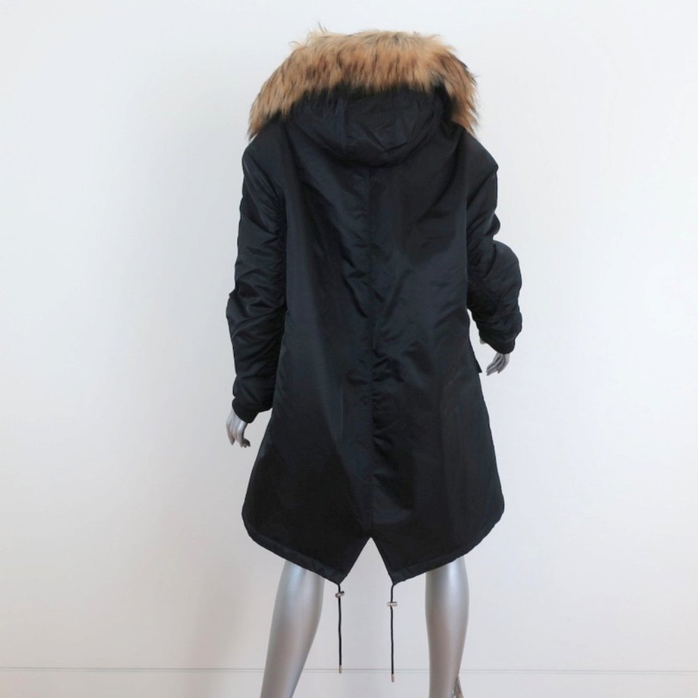 The Kooples Oversized Hooded Parka Black Size 2 - Picture 6 of 11